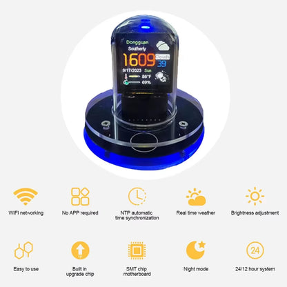 Nixie Tube Clock Smart Wifi Glow Diy Tube Clocks Cyberpunk Style Digital Table Clock Visual Display Changeable Automatic Update